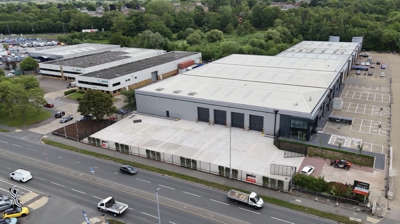 Aerial view of a completed development unit