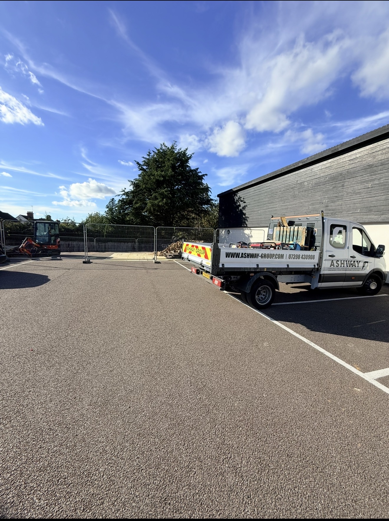 Ashway Group branded tipper truck on a completed tarmac surface