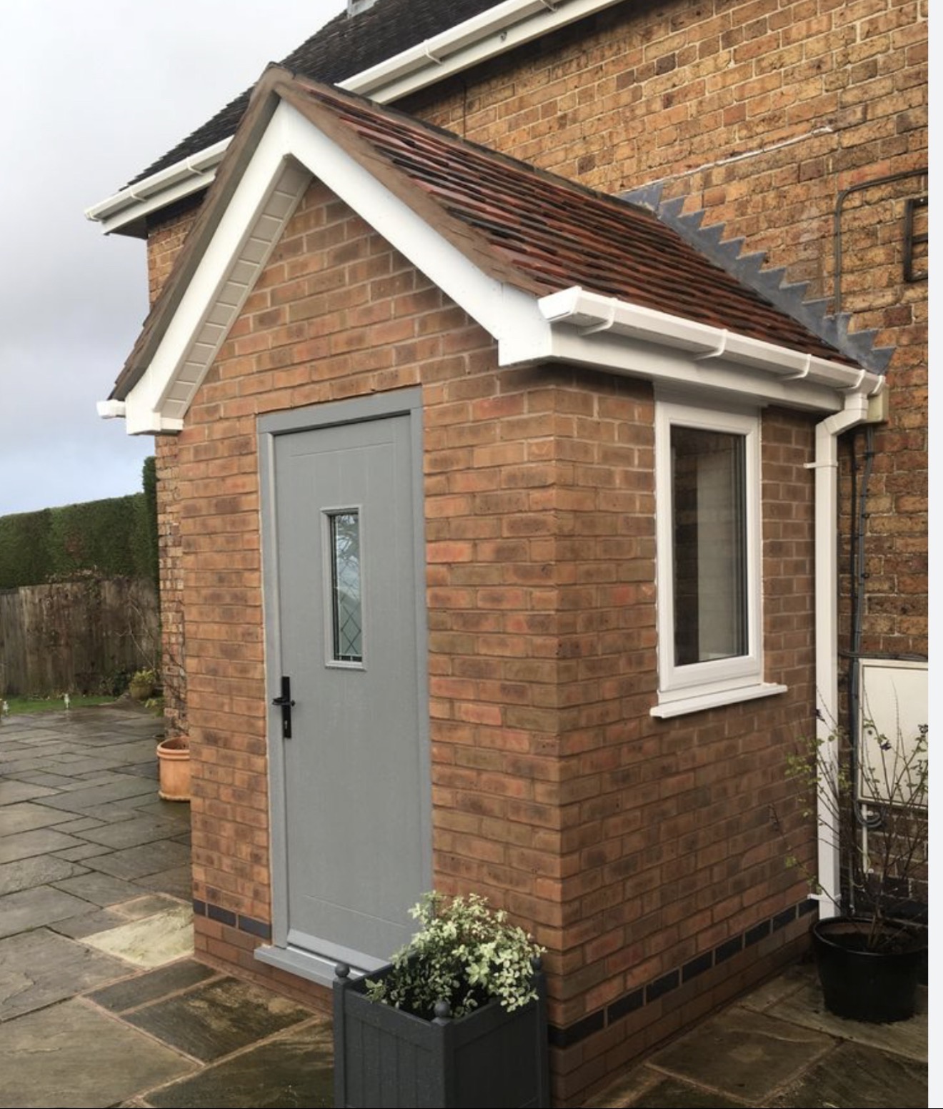 Completed brick porch and entrance