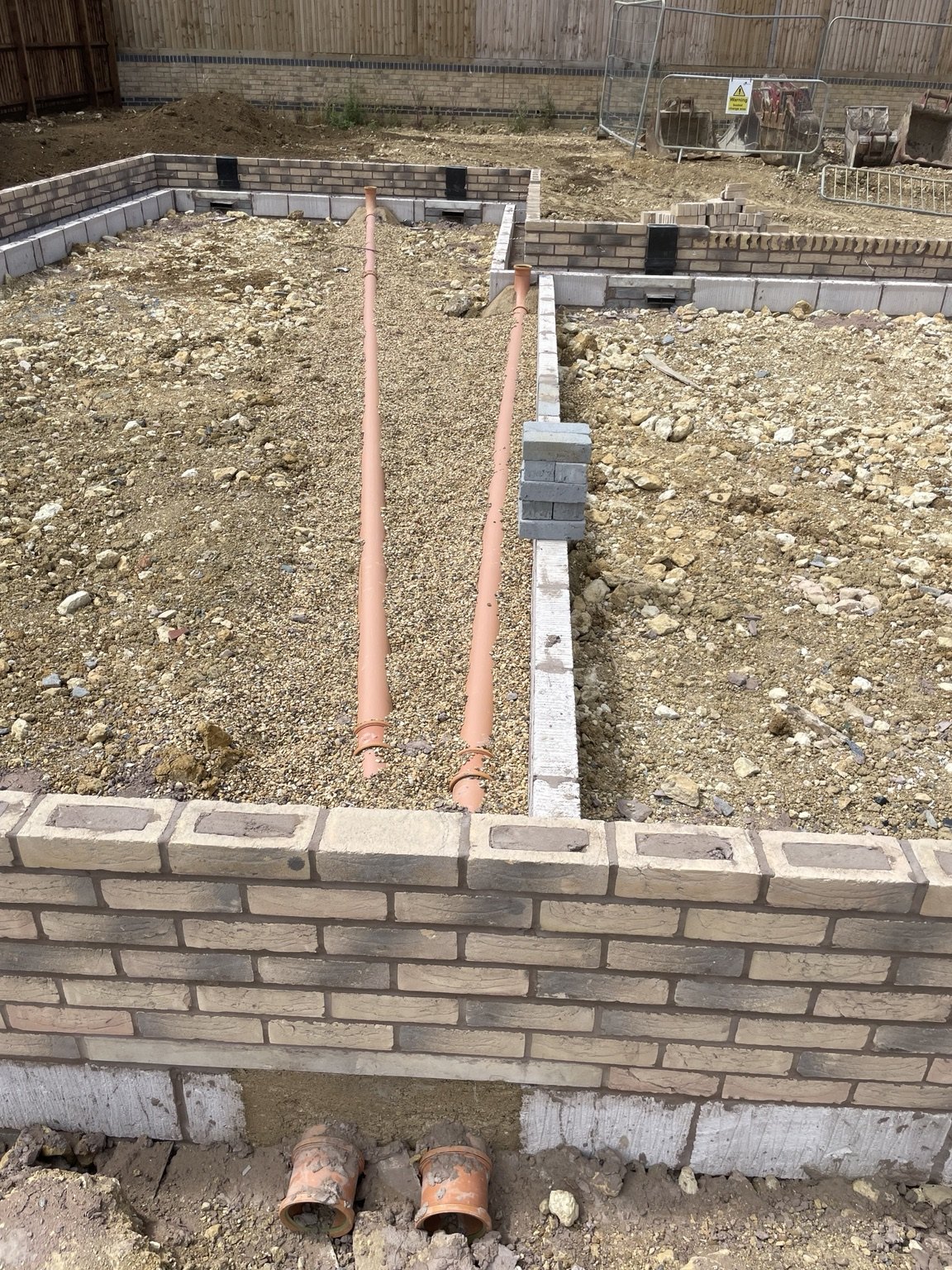 Foundations, drainage runs and substructure brickwork at Kettering