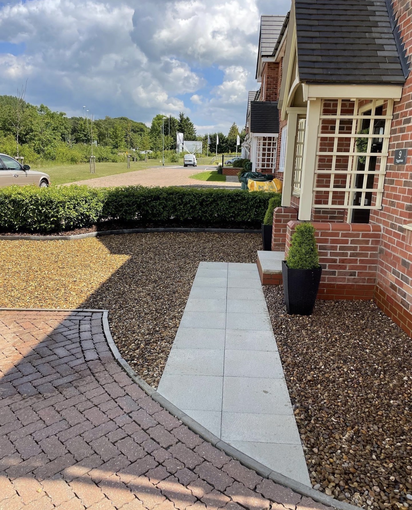 New paved pathway and gravel areas leading to the entrance in Northampton